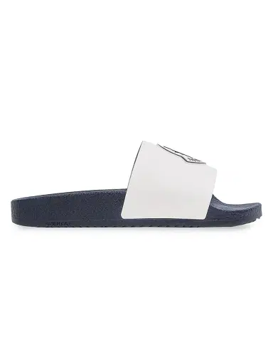 Moncler Little Boy's & Boy's Petit Basile Slides - White Blue - Size 5.5 (Child) | Thumbnail 1 Moncler Little Boy's & Boy's Petit Basile Slides - White Blue - Size 5.5 (Child) | Thumbnail 1