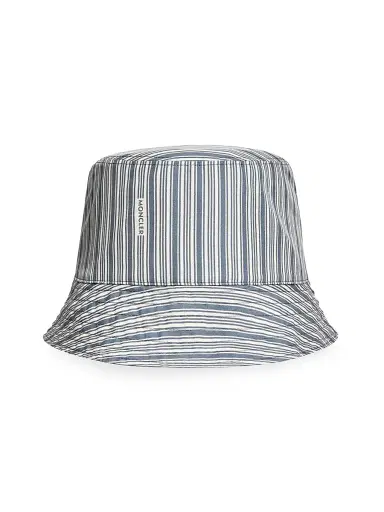 Moncler Men's Reversible Hat in Cotton - Blue White - Size Large | Thumbnail 2 Moncler Men's Reversible Hat in Cotton - Blue White - Size Large | Thumbnail 2