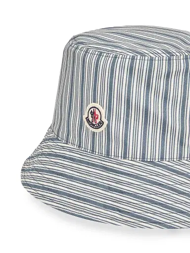 Moncler Men's Reversible Hat in Cotton - Blue White - Size Large | Thumbnail 3 Moncler Men's Reversible Hat in Cotton - Blue White - Size Large | Thumbnail 3