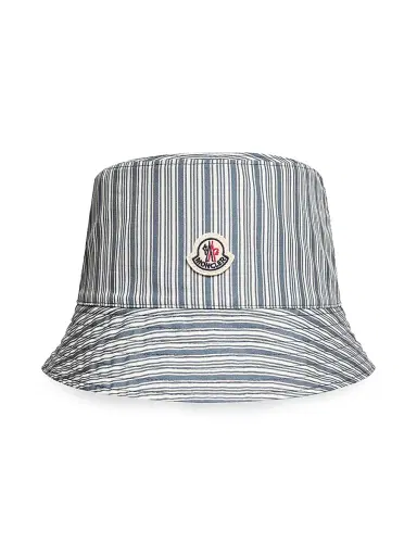 Moncler Men's Reversible Hat in Cotton - Blue White - Size Large | Thumbnail 1 Moncler Men's Reversible Hat in Cotton - Blue White - Size Large | Thumbnail 1