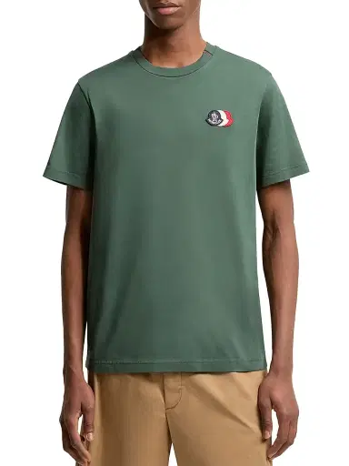 Moncler Men's Crewneck T-Shirt in Cotton - Emerald Green - Size Medium | Thumbnail 2