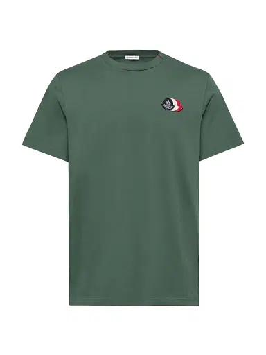 Moncler Men's Crewneck T-Shirt in Cotton - Emerald Green - Size Medium | Thumbnail 1