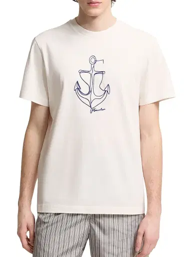 Moncler Men's Crewneck T-Shirt in Cotton - White | Thumbnail 2 Moncler Men's Crewneck T-Shirt in Cotton - White | Thumbnail 2