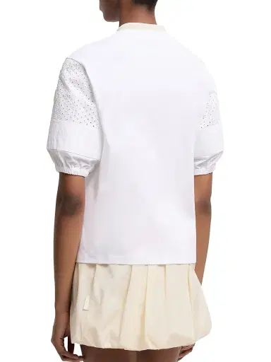 Moncler Women's Crew Neck T-Shirt in Cotton Jersey San Gallo - White - Size Large | Thumbnail 3 Moncler Women's Crew Neck T-Shirt in Cotton Jersey San Gallo - White - Size Large | Thumbnail 3