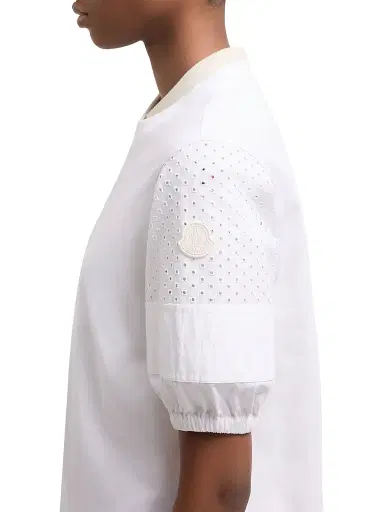 Moncler Women's Crew Neck T-Shirt in Cotton Jersey San Gallo - White - Size Large | Thumbnail 4 Moncler Women's Crew Neck T-Shirt in Cotton Jersey San Gallo - White - Size Large | Thumbnail 4