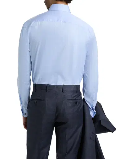 Giorgio Armani Men's Cotton Button-Front Sport Shirt - Light Blue - Size 17 | Thumbnail 5