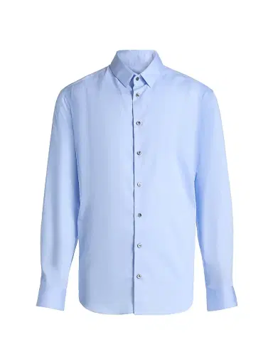 Giorgio Armani Men's Cotton Button-Front Sport Shirt - Light Blue - Size 17 | Thumbnail 1