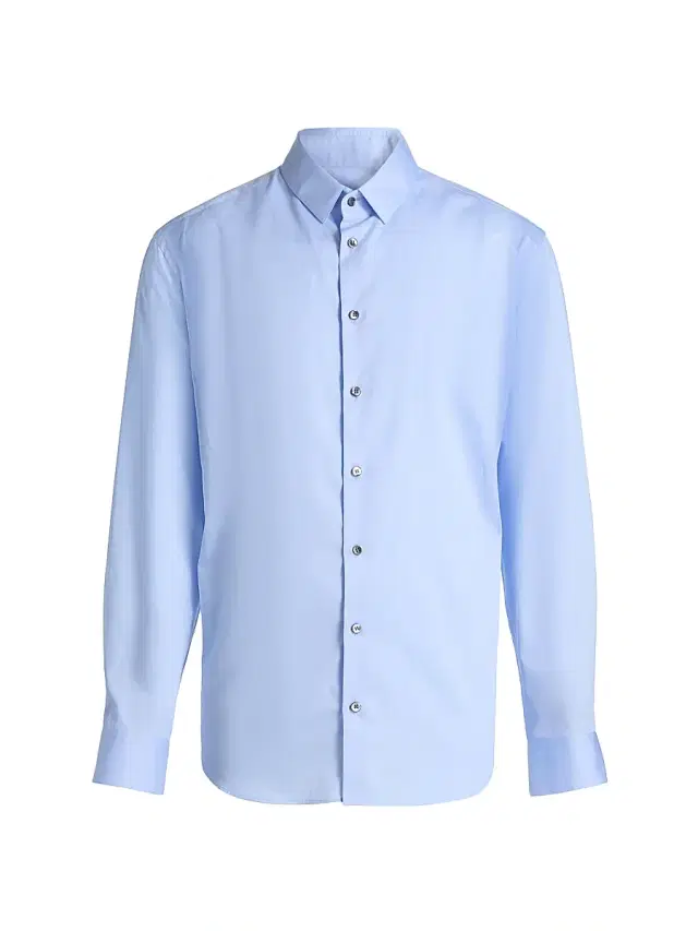 Men's Cotton Button-Front Sport Shirt - Light Blue