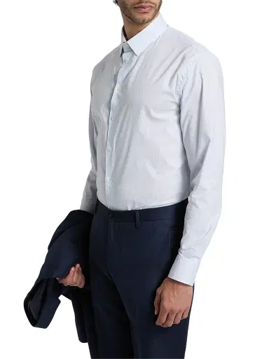 Giorgio Armani Men's Striped Stretch Cotton Button-Front Shirt - Lavender Lustre - Size 16 | Thumbnail 4