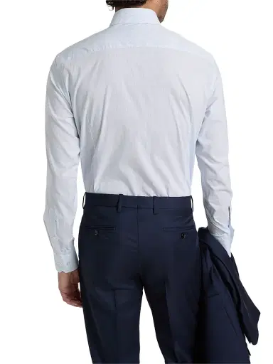 Giorgio Armani Men's Striped Stretch Cotton Button-Front Shirt - Lavender Lustre - Size 16 | Thumbnail 5