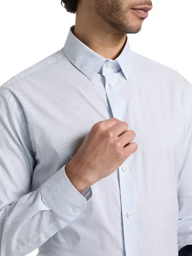 Giorgio Armani Men's Striped Stretch Cotton Button-Front Shirt - Lavender Lustre - Size 16 | Thumbnail 6