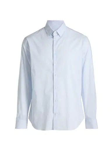 Giorgio Armani Men's Striped Stretch Cotton Button-Front Shirt - Lavender Lustre - Size 16 | Thumbnail 1