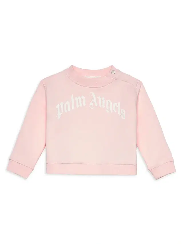Baby Girl's & Little Girl's Curved Logo Crewneck Sweatshirt - Pink 9 Months