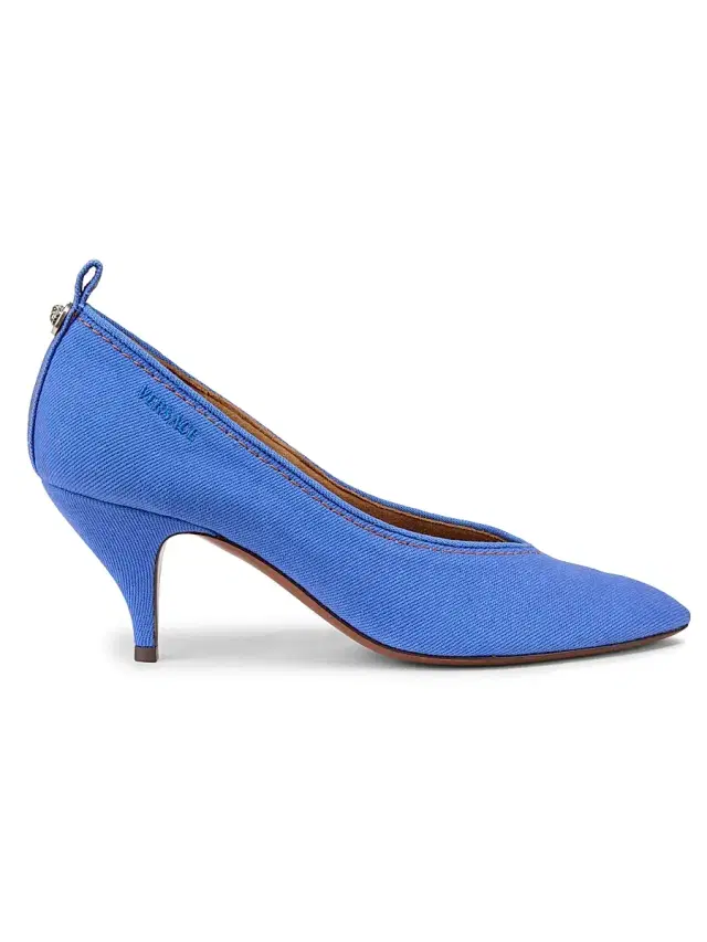 Versace Women's 65MM Denim Pumps - Sky Blue Palladium
