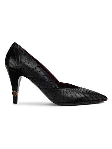 Versace Women's 90MM Seamed Leather Pumps - Black Gold - Size 11 | Thumbnail 1 Versace Women's 90MM Seamed Leather Pumps - Black Gold - Size 11 | Thumbnail 1