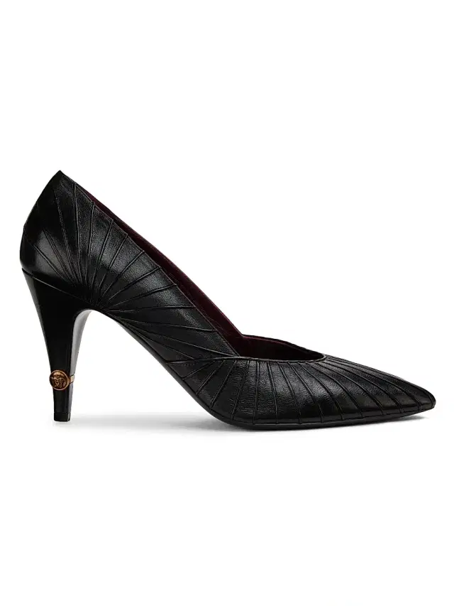 Versace Women's 90MM Seamed Leather Pumps - Black Gold