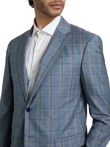 Emporio Armani Men's Virgin Wool Windowpane Jacket - Dusty Teal - Size 48 | Thumbnail 6 Emporio Armani Men's Virgin Wool Windowpane Jacket - Dusty Teal - Size 48 | Thumbnail 6