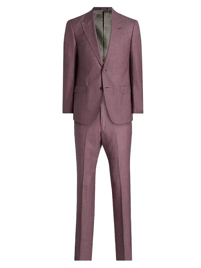 Emporio Armani Men's Wool-Linen Peak Lapel Suit - Merlot