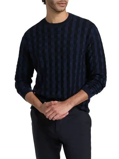 Emporio Armani Men's Lattice Wool-Blend Crewneck Sweater | Thumbnail 3
