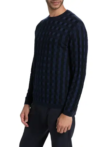 Emporio Armani Men's Lattice Wool-Blend Crewneck Sweater | Thumbnail 4