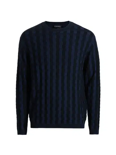 Emporio Armani Men's Lattice Wool-Blend Crewneck Sweater | Thumbnail 1