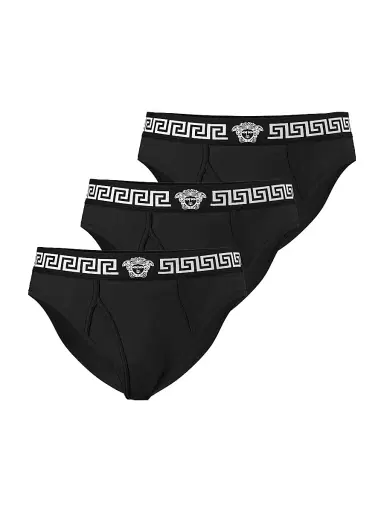 Versace Men's 3-Pack Medusa Greca Stretch-Cotton Briefs | Thumbnail 1 Versace Men's 3-Pack Medusa Greca Stretch-Cotton Briefs | Thumbnail 1