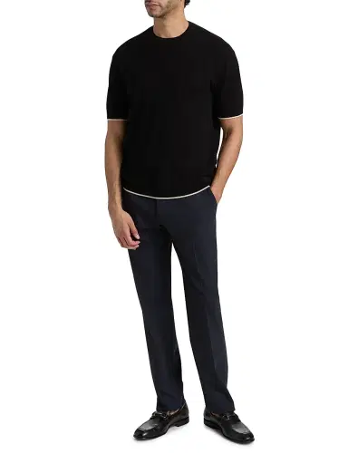 Emporio Armani Men's Tipped Chevron Short-Sleeve Sweater - Navy Chevron - Size XXL | Thumbnail 2