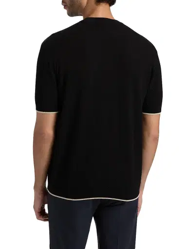 Emporio Armani Men's Tipped Chevron Short-Sleeve Sweater - Navy Chevron - Size XXL | Thumbnail 5