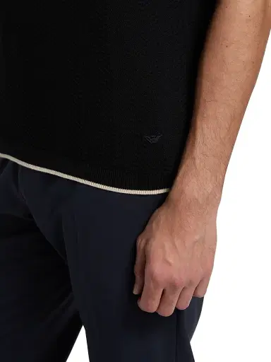 Emporio Armani Men's Tipped Chevron Short-Sleeve Sweater - Navy Chevron - Size XXL | Thumbnail 6