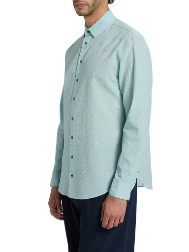 Giorgio Armani Men's Cotton Seersucker Button-Front Shirt - Stratosphere - Size 16 | Thumbnail 4