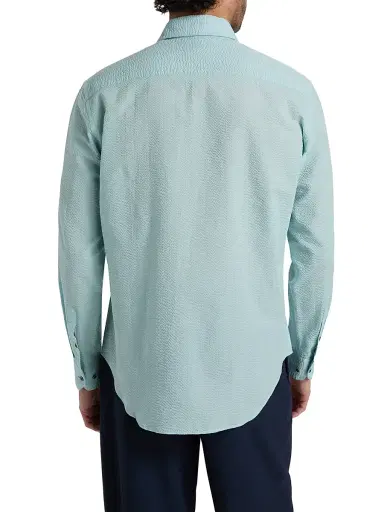Giorgio Armani Men's Cotton Seersucker Button-Front Shirt - Stratosphere - Size 16 | Thumbnail 5