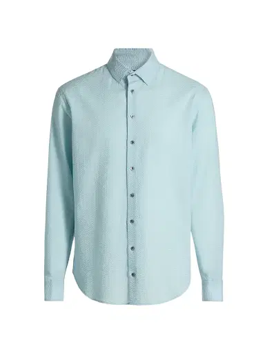 Giorgio Armani Men's Cotton Seersucker Button-Front Shirt - Stratosphere - Size 16 | Thumbnail 1