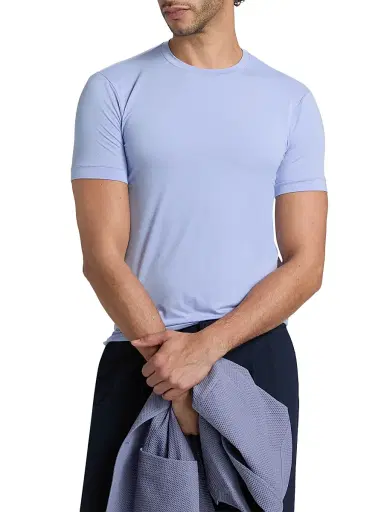 Giorgio Armani Men's Stretch Jersey Crewneck T-Shirt - Solid Light - Size 46 | Thumbnail 3