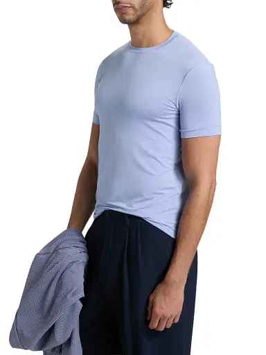 Giorgio Armani Men's Stretch Jersey Crewneck T-Shirt - Solid Light - Size 46 | Thumbnail 4