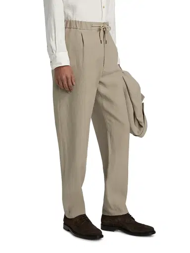 Giorgio Armani Men's Linen Drawstring Pants | Thumbnail 4 Giorgio Armani Men's Linen Drawstring Pants | Thumbnail 4