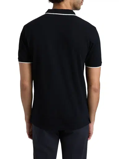 Emporio Armani Men's Piped Trim Cotton Johnny Collar Polo Shirt - Iconic Blue Navy - Size XL | Thumbnail 5