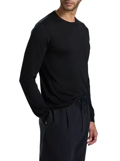 Giorgio Armani Men's Silk-Cotton Knit Crewneck Sweater - Blue - Size 48 | Thumbnail 4