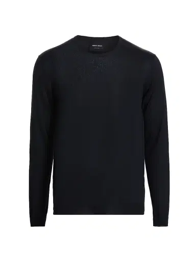 Giorgio Armani Men's Silk-Cotton Knit Crewneck Sweater - Blue - Size 48 | Thumbnail 1