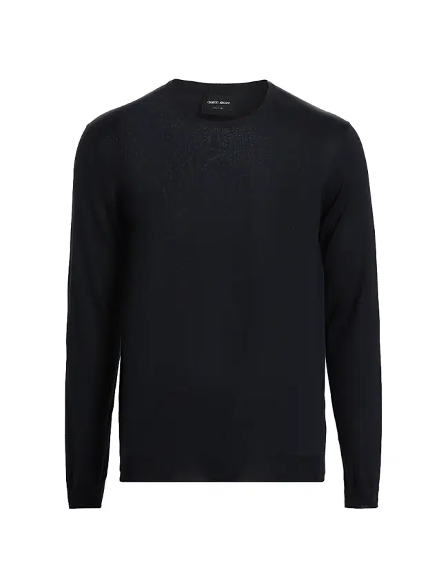 Giorgio Armani Men's Silk-Cotton Knit Crewneck Sweater - Blue
