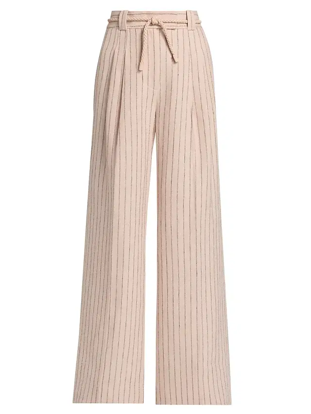 Zimmermann Women's Alchemy Linen Wide-Leg Pants - Pink Chocolate Stripe