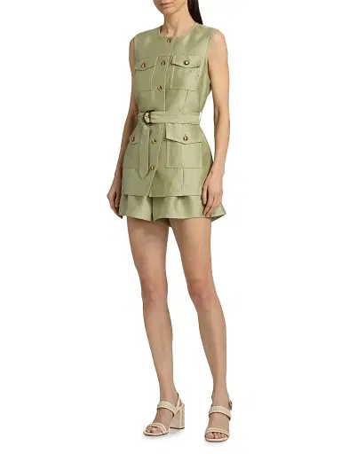 Zimmermann Women's Luna Wool-Silk Shorts - Palm | Thumbnail 2 Zimmermann Women's Luna Wool-Silk Shorts - Palm | Thumbnail 2