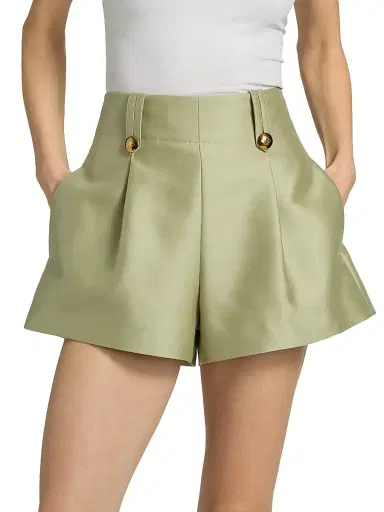 Zimmermann Women's Luna Wool-Silk Shorts - Palm | Thumbnail 3 Zimmermann Women's Luna Wool-Silk Shorts - Palm | Thumbnail 3