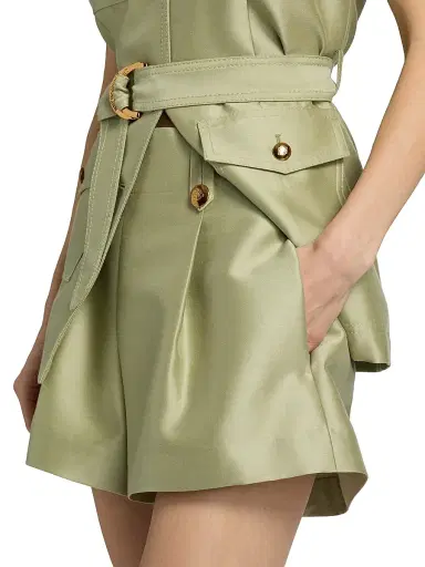 Zimmermann Women's Luna Wool-Silk Shorts - Palm | Thumbnail 6 Zimmermann Women's Luna Wool-Silk Shorts - Palm | Thumbnail 6