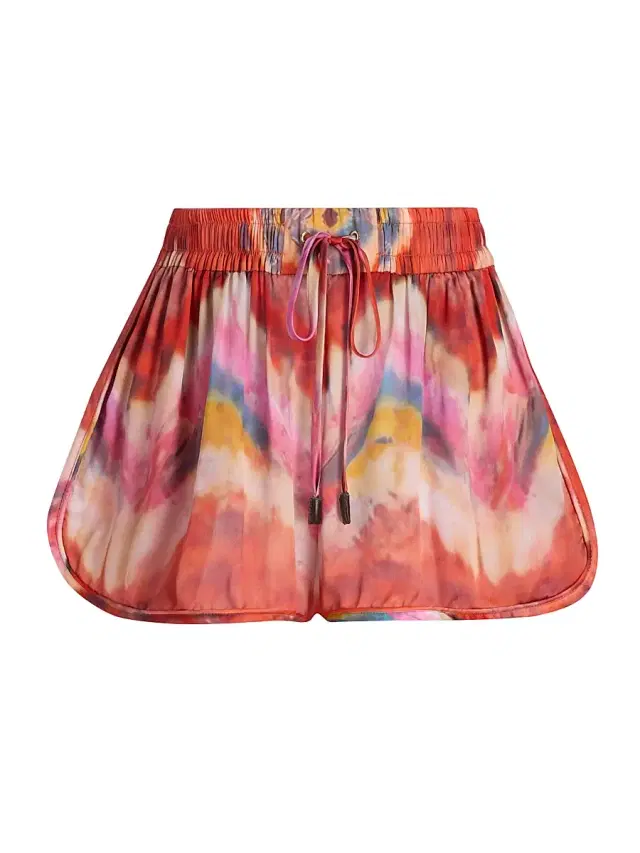 Zimmermann Women's Alchemy Printed Silk Relaxed-Fit Shorts - Ruby Tie Dye