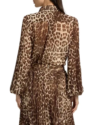 Zimmermann Women's Leopard Chiffon Sunray Pleated Button-Front Shirt | Thumbnail 5