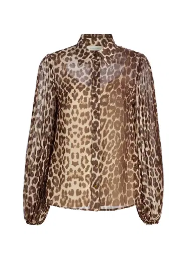 Zimmermann Women's Leopard Chiffon Sunray Pleated Button-Front Shirt | Thumbnail 1