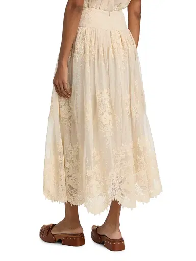 Zimmermann Women's Luna Floral Lace Maxi Skirt - Cream | Thumbnail 5