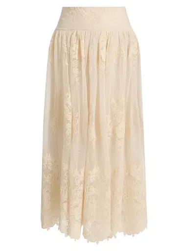Zimmermann Women's Luna Floral Lace Maxi Skirt - Cream | Thumbnail 1