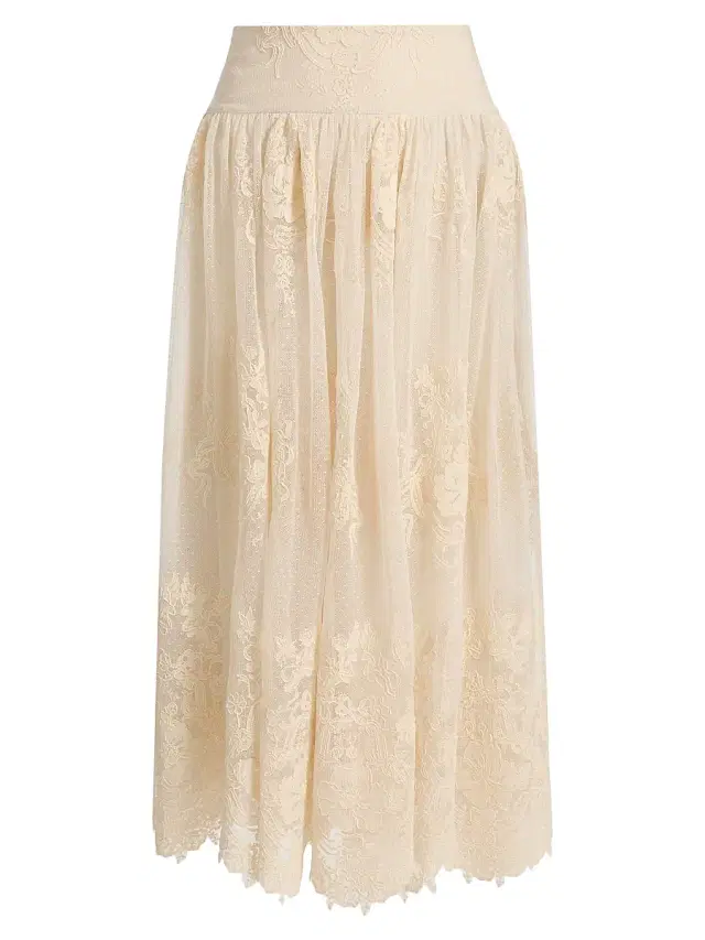 Zimmermann Women's Luna Floral Lace Maxi Skirt - Cream
