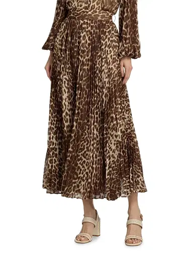 Zimmermann Women's Leopard Sunray Pleated Maxi Skirt | Thumbnail 3 Zimmermann Women's Leopard Sunray Pleated Maxi Skirt | Thumbnail 3